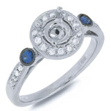 0.28ct Diamond & 0.15ct Blue Sapphire 14k White Gold Semi-mount Ring