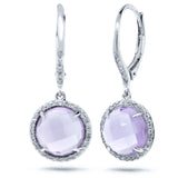 0.21ct Diamond & 4.77ct Amethyst 14k White Gold Earring