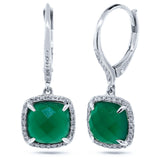 0.21ct Diamond & 3.96ct Green Agate 14k White Gold Earring