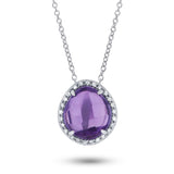 0.07ct Diamond & 2.10ct Amethyst 14k White Gold Pendant