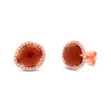 0.15ct Diamond & 2.65ct Red Agate 14k Rose Gold Earring