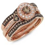 0.53ct 14k Rose Gold Round Brilliant Champagne Diamond Ring 3-pc