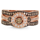 0.53ct 14k Rose Gold Round Brilliant Champagne Diamond Ring 3-pc