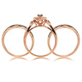 0.53ct 14k Rose Gold Round Brilliant Champagne Diamond Ring 3-pc