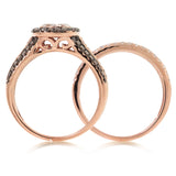 1.05ct 14k Rose Gold White & Champagne Diamond Ring 2-pc