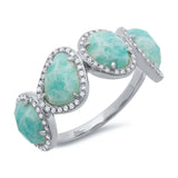 0.27ct Diamond & 3.35ct Amazonite 14k White Gold Ring