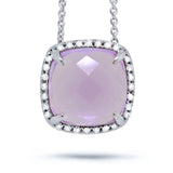 0.09ct Diamond & 2.76ct Amethyst 14k White Gold Pendant