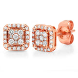 0.22ct 14k Rose Gold Diamond Square Stud Earring