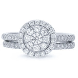 0.90ct 14k White Gold Diamond Wedding Set Pave