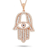 1.60ct 14k Rose Gold Diamond Hamsa Necklace