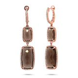 0.52ct Diamond & 14.98ct Smokey Topaz 14k Rose Gold Earring