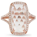 0.23ct Diamond & 6.10ct White Topaz 14k Rose Gold Ring