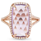 0.23ct Diamond & 6.03ct Amethyst 14k Rose Gold Ring