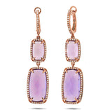 0.52ct Diamond & 14.28ct Amethyst 14k Rose Gold Earring