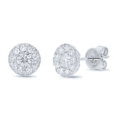 0.33ct Round Brilliant Center and 0.34ct Side 14k White Gold Diamond Stud Earring
