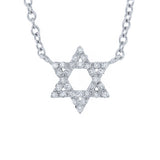 0.11ct 14k White Gold Diamond Star of David Necklace