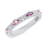 0.33ct Diamond & 0.47ct Pink Sapphire 14k White Gold Lady's Ring