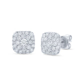 1.02ct 14k White Gold Diamond Cluster Stud Earring
