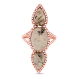 0.56ct Diamond & 10.35ct Labordorite 14k Rose Gold Ring