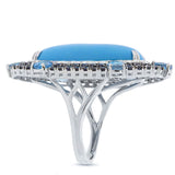 0.32ct Diamond & 15.73ct Composite Turquoise, Blue Sapphire & Blue Topaz 14k White Gold Ring