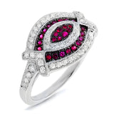 0.38ct Diamond & 0.27ct Ruby 14k White Gold Ring