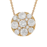 1.15ct 14k Yellow Gold Diamond Cluster Necklace