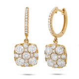 2.45ct 14k Yelllow Gold Diamond Cluster Earring