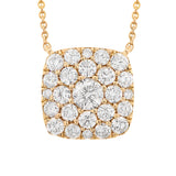 1.10ct 14k Yellow Gold Diamond Cluster Necklace