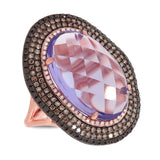 1.32ct White, Champagne & Black Diamond & 11.21ct Amethyst 14k Rose Gold Ring