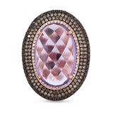 1.32ct White, Champagne & Black Diamond & 11.21ct Amethyst 14k Rose Gold Ring