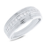 0.83ct 14k White Gold Diamond Princess Cut Men's Band