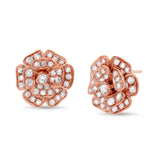 1.62ct 14k Rose Gold Diamond Flower Earring
