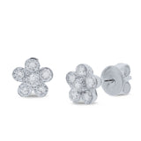 1.02ct 14k White Gold Diamond Flower Stud Earring