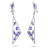 1.50ct Diamond & 4.19ct Amethyst & Purple Sapphire 14k White Gold Earring