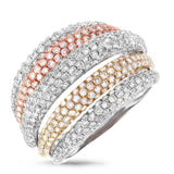 3.17ct 14k Three-tone Gold Diamond Pave Lady's Ring