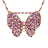 0.01ct Diamond & 0.38ct Pink Sapphire 18k Rose Gold Butterfly Pendant