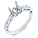 0.34ct 14k White Gold Diamond Semi-mount Ring for 1.00ct Center