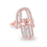 1.64ct 14k Rose Gold Diamond Hamsa Ring