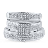 0.44ct 14k White Gold Diamond Trio Set Pave