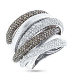 3.49ct 14k White Gold White & Champagne Diamond Bridge Ring