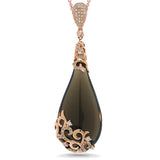 0.63ct Diamond & 40.31ct Smokey Topaz 14k Rose Gold Pendant