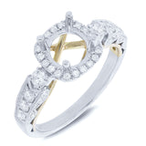 0.55ct 14k Two-tone Gold Diamond Semi-mount Ring for 1.00ct Center