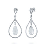 0.54ct Diamond & 4.52ct White Topaz 14k White Gold Earring
