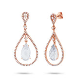 0.54ct Diamond & 4.52ct White Topaz 14k Rose Gold Earring