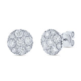1.06ct 14k White Gold Diamond Cluster Stud Earring