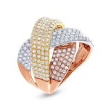 2.33ct 14k Three-tone Gold Diamond Bridge Ring