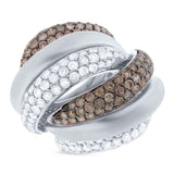 4.40ct 14k White Gold White & Champagne Diamond Bridge Ring