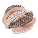4.40ct 14k Rose Gold White & Champagne Diamond Bridge Ring