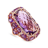0.56ct Diamond & 20.84ct Amethyst & Purple Sapphire 14k Rose Gold Ring