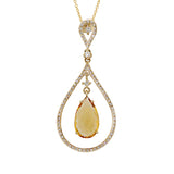 0.35ct Diamond & 3.01ct Citrine 14k Yellow Gold Pendant